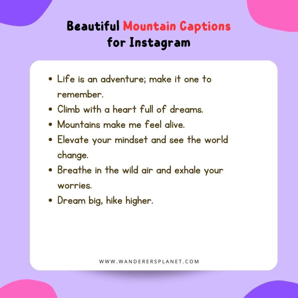 Mountain Captions for Instagram